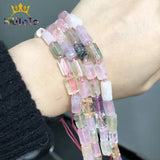 Faceted Mixed Quartz Stone Beads Cylinder Spacer 7.5''