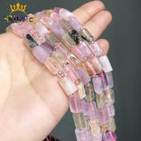 Faceted Mixed Quartz Stone Beads Cylinder Spacer 7.5''