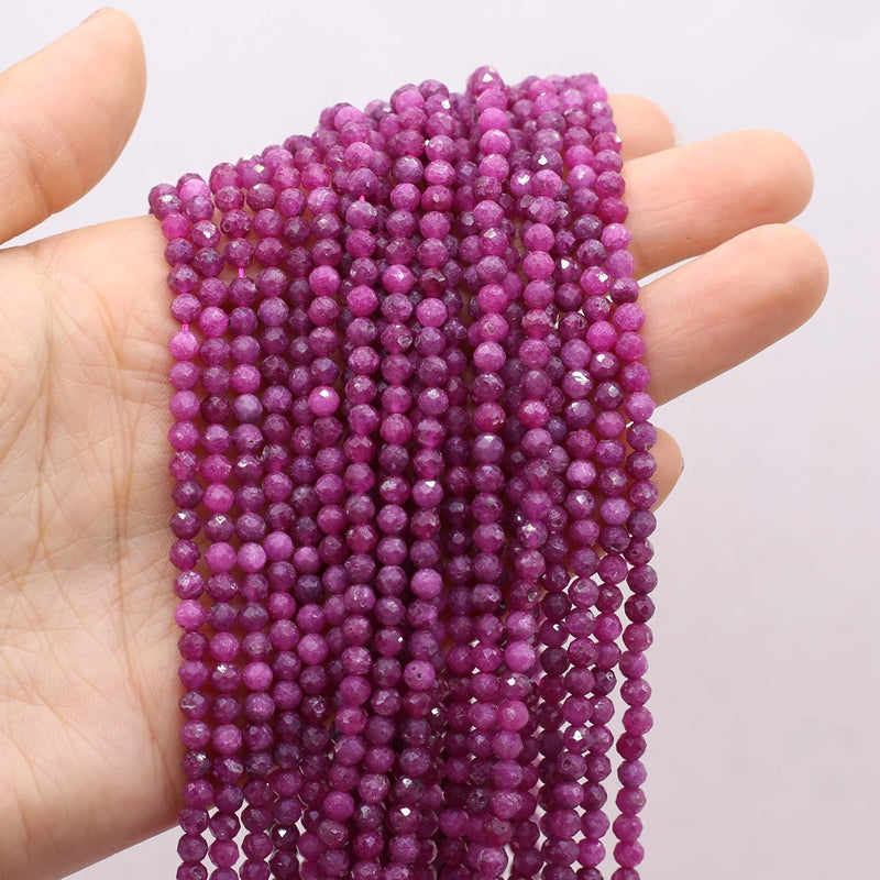 4mm Ruby Tourmaline Faceted Gem Stone Beads for Jewelry Making