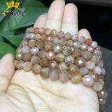 Faceted Sunstone Beads Loose Gemstone DIY Jewelry Making