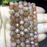 Faceted Sunstone Beads Loose Gemstone DIY Jewelry Making