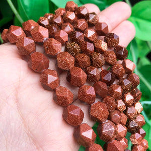 Natural Golden Sand Stone Faceted Beads 6-10mm Round Spacer Loose Beads 15''