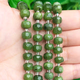 Faceted Green Canada Jades Stone Column Beads for DIY Jewelry Making