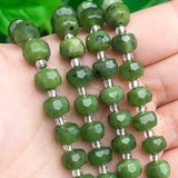 Faceted Green Canada Jades Stone Column Beads for DIY Jewelry Making