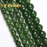 Faceted Green Jades Stone Beads for Jewelry Making DIY 8-10mm