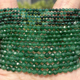 Faceted Green Jade Stone Beads for Jewelry Making Bracelet 2 3 4mm