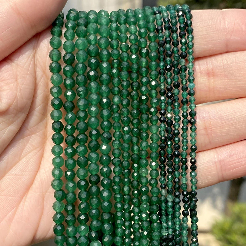 Faceted Green Jade Stone Beads for Jewelry Making Bracelet 2 3 4mm