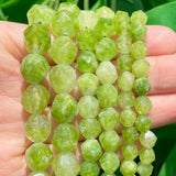 Green Peridot Jades Faceted Stone Beads for Jewelry Making 15''