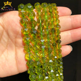 Faceted Green Peridot Stone Beads 6-10mm Round Spacer Bracelet Accessories