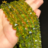 Faceted Green Peridot Stone Beads 6-10mm Round Spacer Bracelet Accessories