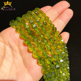 Faceted Green Peridot Stone Beads 6-10mm Round Spacer Bracelet Accessories