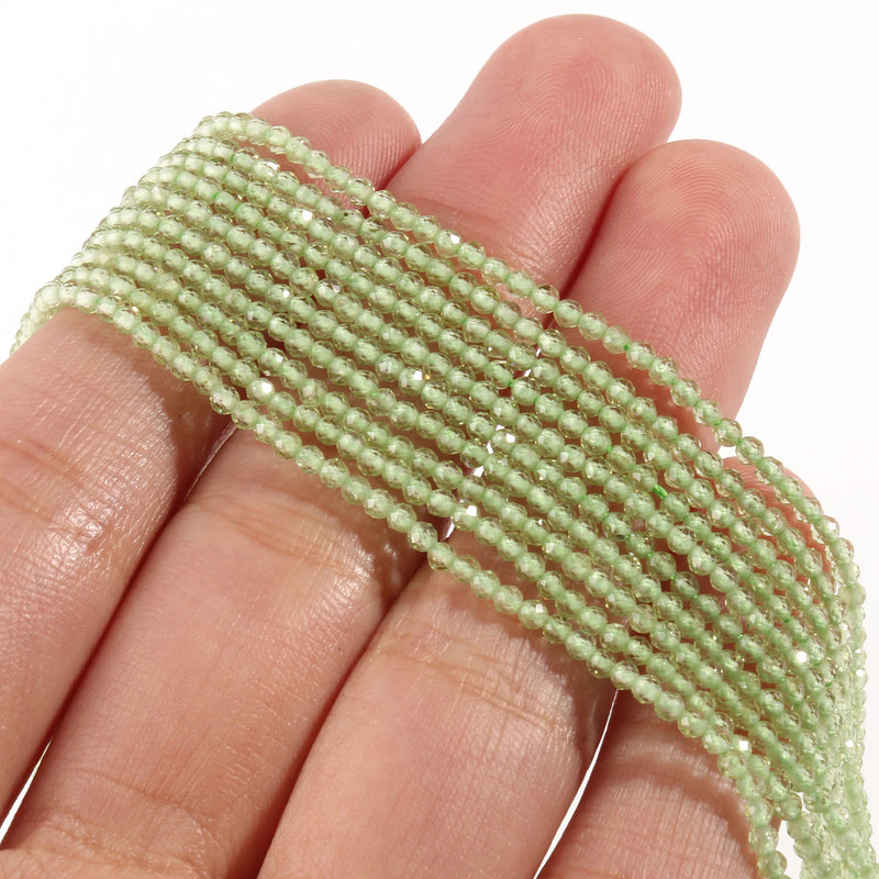 Green Zircon Beads Cubic Zirconia Rhinestone Spacer Beads 15''