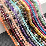 Natural Faceted Jades Agates Amazonite Quarts Stone Round Beads 2 3 4mm