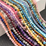 Natural Faceted Jades Agates Amazonite Quarts Stone Round Beads 2 3 4mm