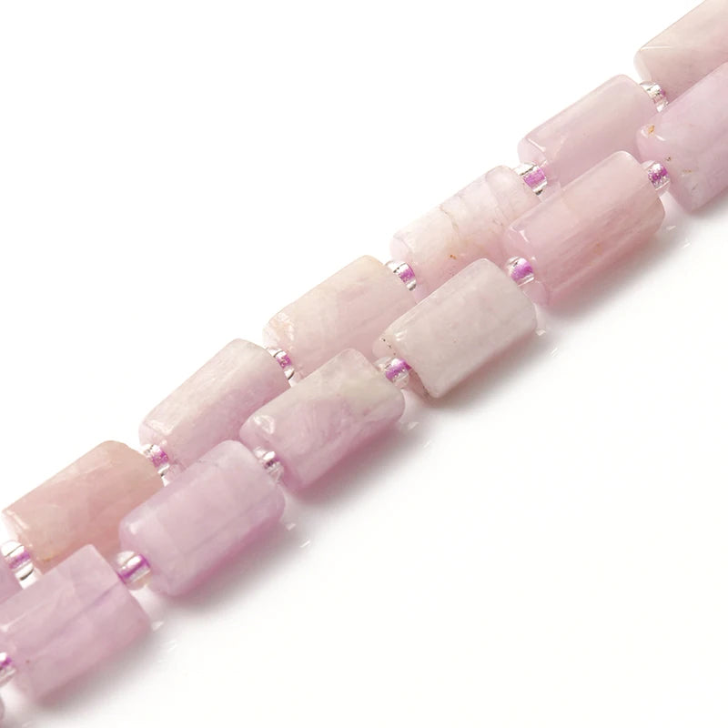 Faceted Kunzite Stone Beads Column Shape 7.5inch