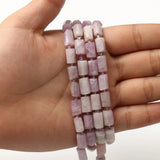 Faceted Kunzite Stone Beads Column Shape 7.5inch