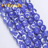 Faceted Lapis Dzi Agates Beads 8mm Tibetan Mystical Spacer Loose Beads