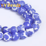 Faceted Lapis Dzi Agates Beads 8mm Tibetan Mystical Spacer Loose Beads