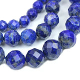 Faceted Lapis Lazuli Stone Bead Round Loose DIY Beads 15inch