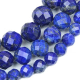 Faceted Lapis Lazuli Stone Bead Round Loose DIY Beads 15inch