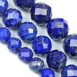 Faceted Lapis Lazuli Stone Bead Round Loose DIY Beads 15inch
