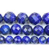 Faceted Lapis Lazuli Stone Bead Round Loose DIY Beads 15inch