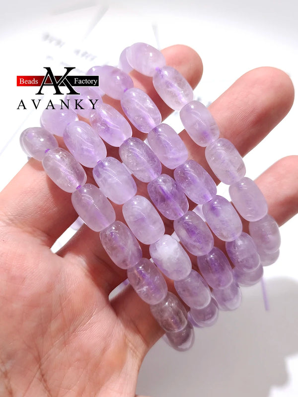 Faceted Lavender Amethyst Rice Beads Single Lap Necklace