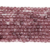 Faceted Lepidolite Round Stone Beads for Jewelry Making 2-4mm