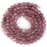 Faceted Lepidolite Round Stone Beads for Jewelry Making 2-4mm
