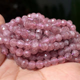 Faceted Lepidolite Round Stone Beads for Jewelry Making 2-4mm