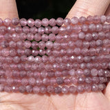 Faceted Lepidolite Round Stone Beads for Jewelry Making 2-4mm