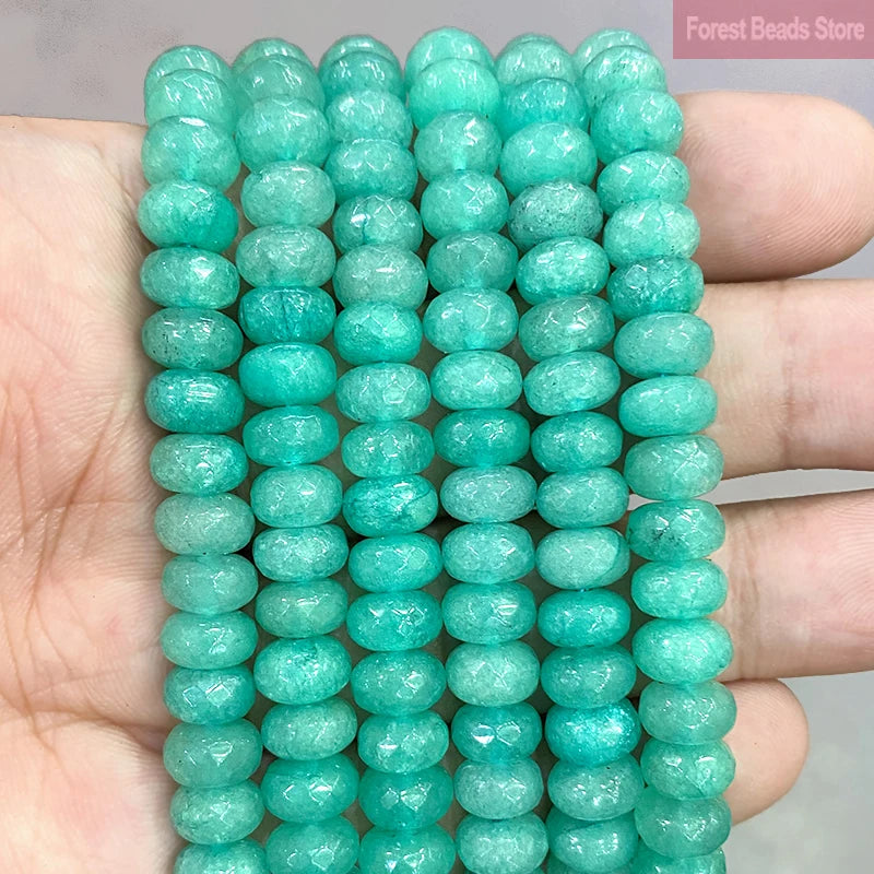 Faceted Light Green Rondelle Spacer Beads 15'' Strand 8mm