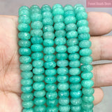 Faceted Light Green Rondelle Spacer Beads 15'' Strand 8mm