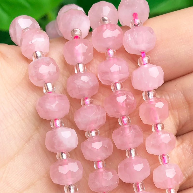 Faceted Madagascar Rose Quartz Stone Beads for Jewelry Making