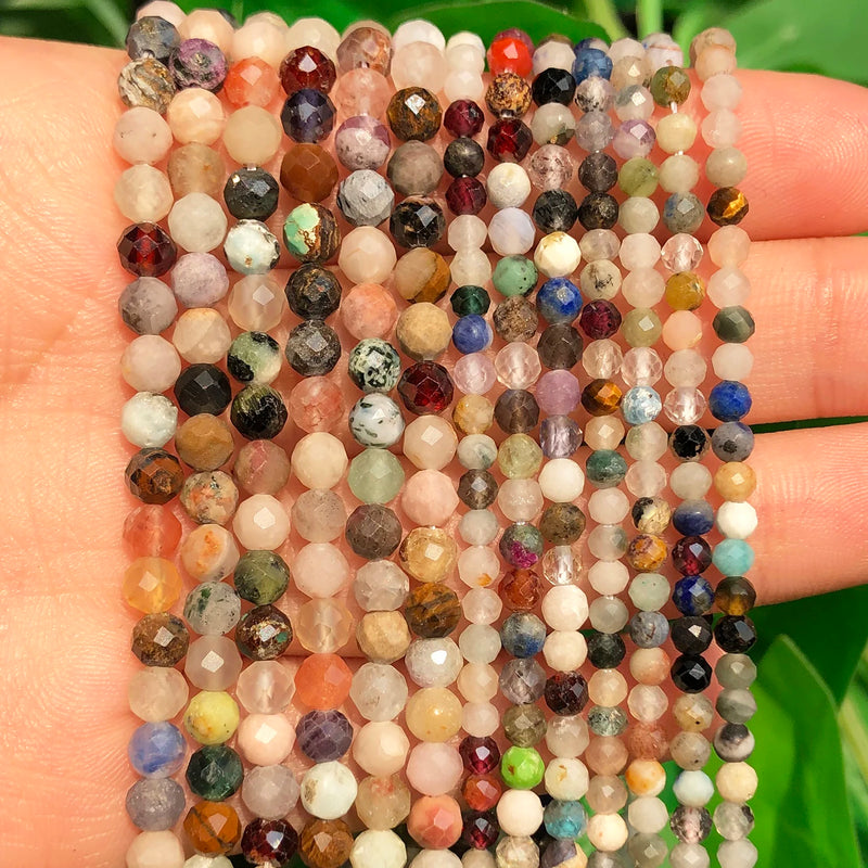 Faceted Mix Gems Stone Beads for Jewelry Making 15'' 3 4mm