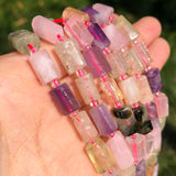 Faceted Citrines Purple Quartz Stone Beads Cylinder Spacer