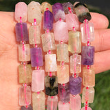 Faceted Citrines Purple Quartz Stone Beads Cylinder Spacer