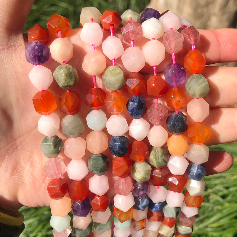 Faceted Mixed Stone Beads for Jewelry Making Bracelet Necklace 6-10mm