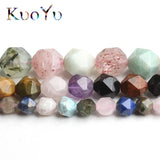 Faceted Mixed Stone Colorful Beads 15'' Strand