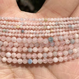 Natural Faceted Morganites Gemstone Round Loose Beads for Jewelry Making