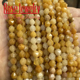 Natural Faceted Yellow Topaz Loose Beads for Jewelry Making DIY Bracelet 15''