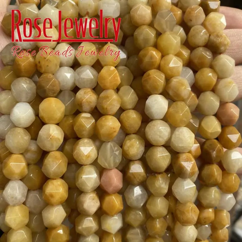 Natural Faceted Yellow Topaz Loose Beads for Jewelry Making DIY Bracelet 15''