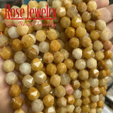 Natural Faceted Yellow Topaz Loose Beads for Jewelry Making DIY Bracelet 15''