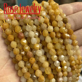 Natural Faceted Yellow Topaz Loose Beads for Jewelry Making DIY Bracelet 15''