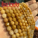 Natural Faceted Yellow Topaz Loose Beads for Jewelry Making DIY Bracelet 15''