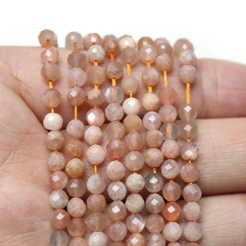 Faceted Orange Sunstone Loose Beads 2-4mm for Jewelry Making DIY