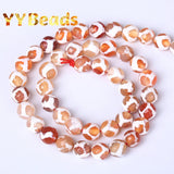 Faceted Orange Stripe Dzi Agate Beads 8-10mm