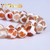 Faceted Orange Stripe Dzi Agate Beads 8-10mm