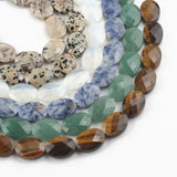 Faceted Oval Stone Beads for Jewelry Making DIY Bracelet 11pcs
