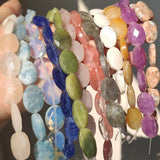 Faceted Oval Stone Beads for Jewelry Making DIY Bracelet 11pcs